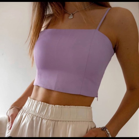 Zara lilac purple crop top spaghetti strap… - Picture 1 of 2